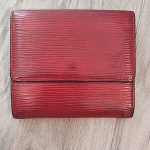 Authentic Louis Vuitton Epi Bifold Wallet Red LV